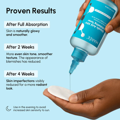 Marre skincare product being applied to a hand with text on proven results.