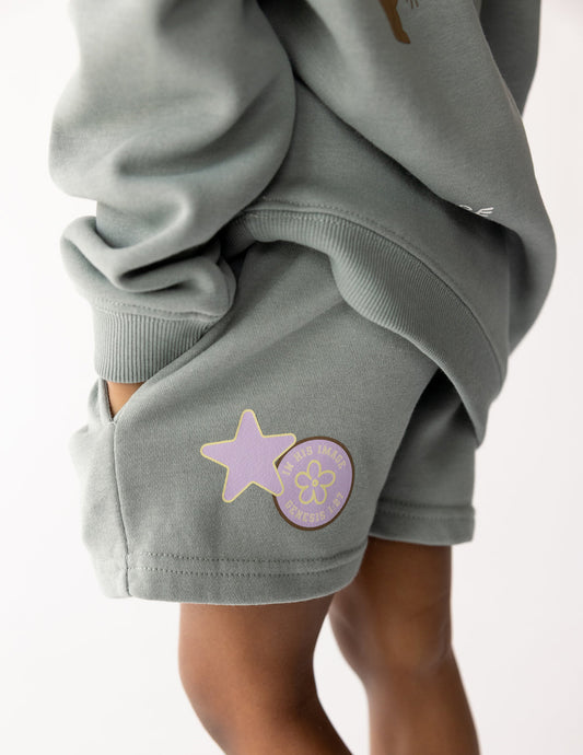 God Made Me Kids Shorts in Millstone Grey