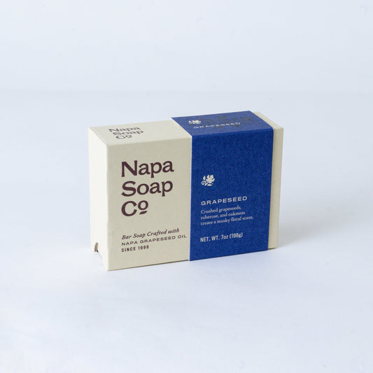 Grapeseed Bar Soap packaging by Napa Soap Company, on a white background