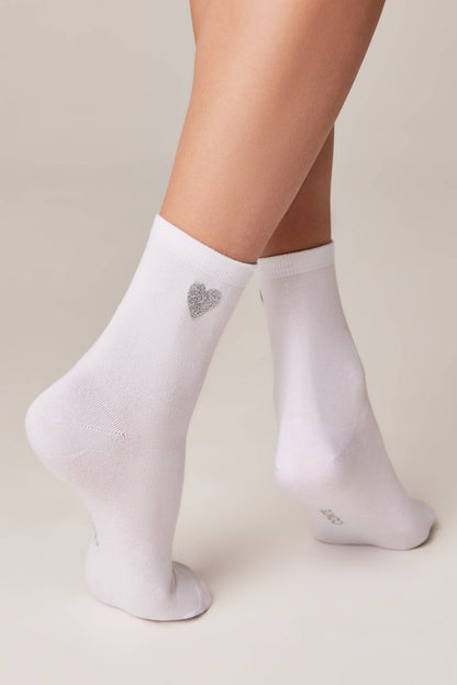 Conte Classic 427 cotton socks with shimmering heart pattern, alternate view