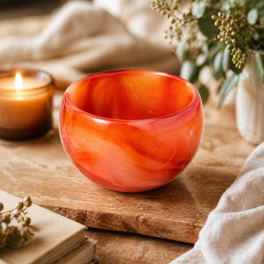 Fitkitty Culture healing crystal tea cup, hand-carved gemstone, lifestyle view