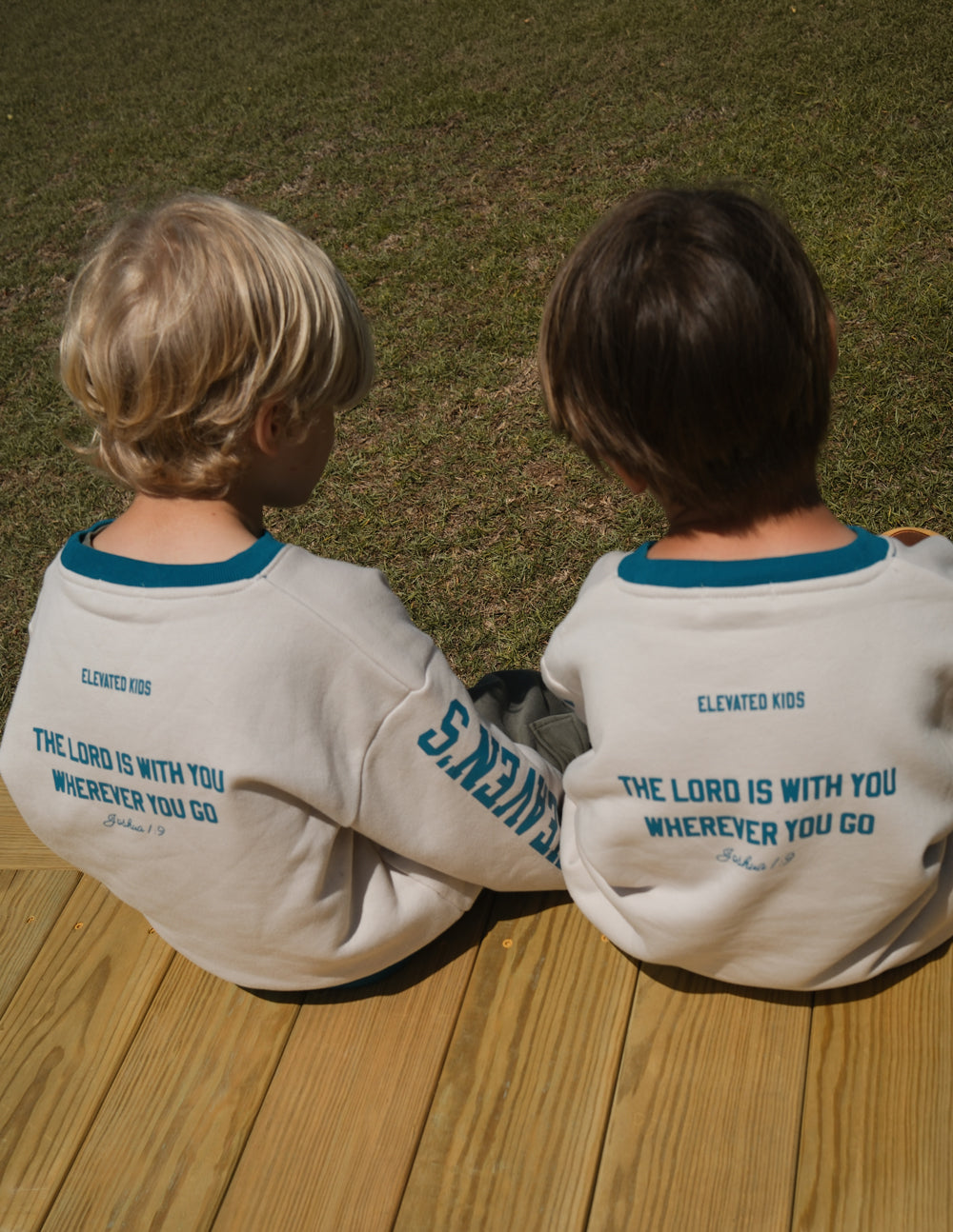 Heaven's Favorite Kids Crewneck in Pumice Stone, alternate view