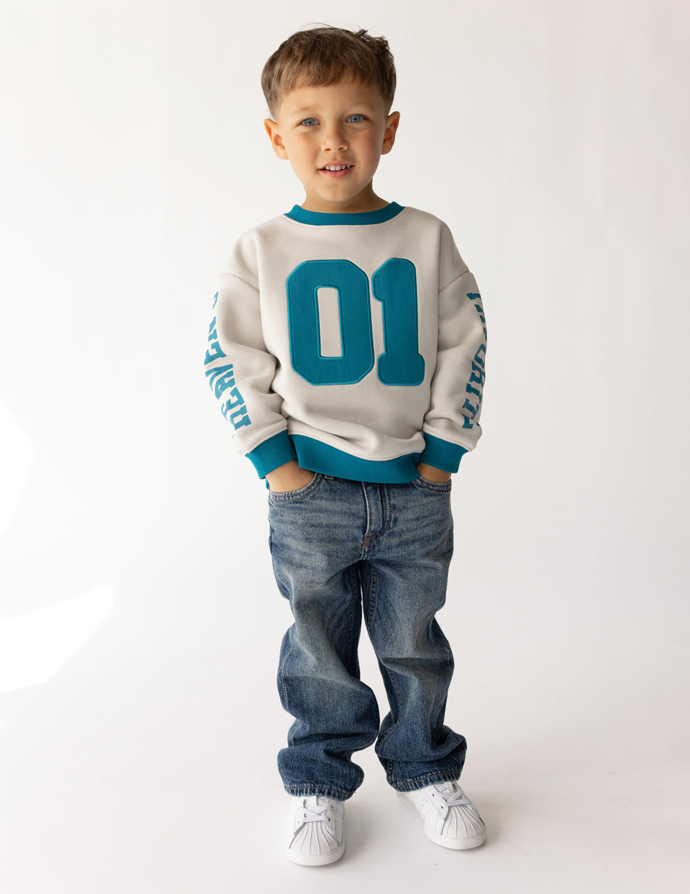 Heaven's Favorite Kids Crewneck in Pumice Stone, product photo (2)