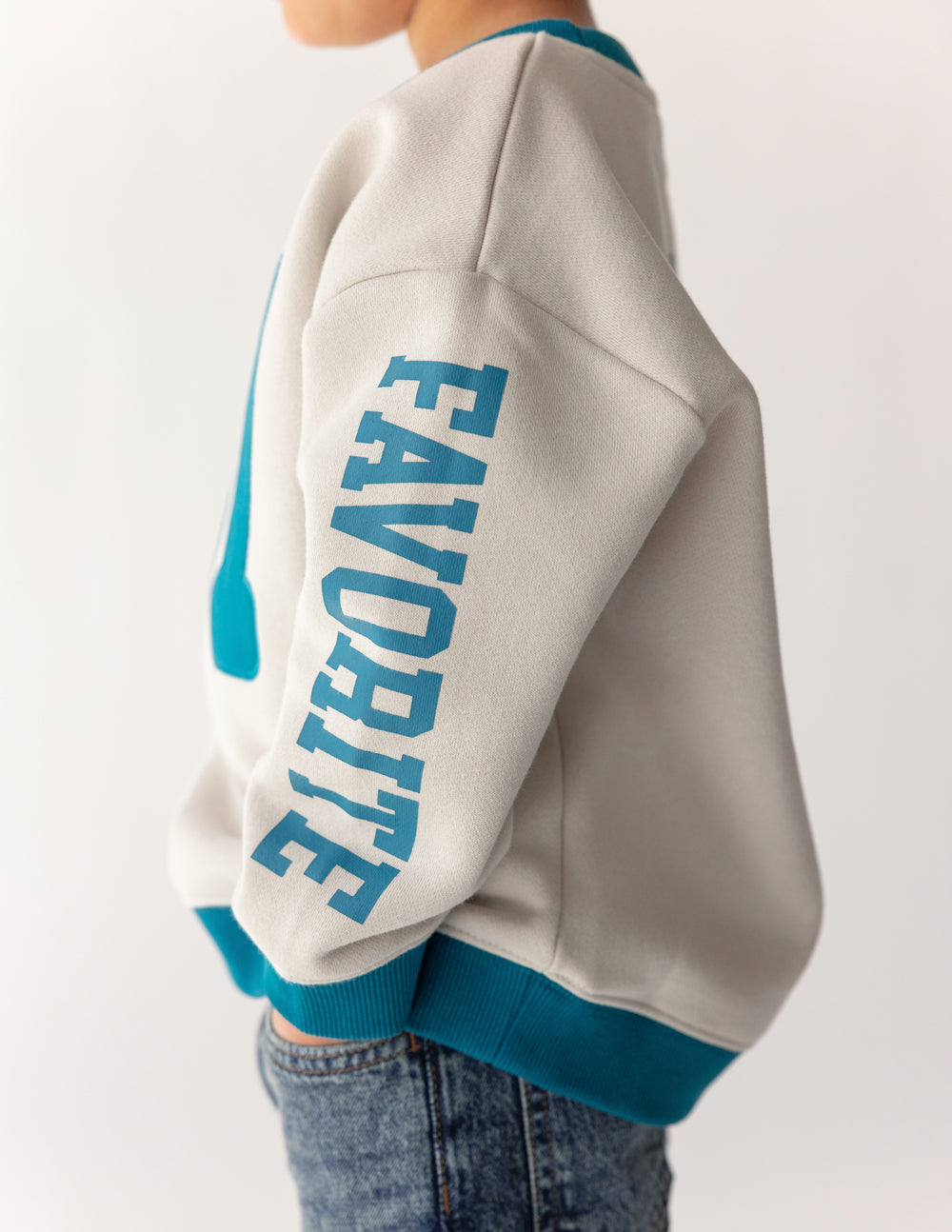 Heaven's Favorite Kids Crewneck in Pumice Stone, additional detail (3)