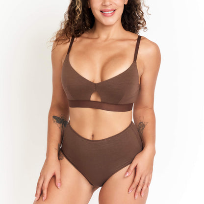 Hemp & Organic Cotton High-Rise Brief in Chocolate, additional detail