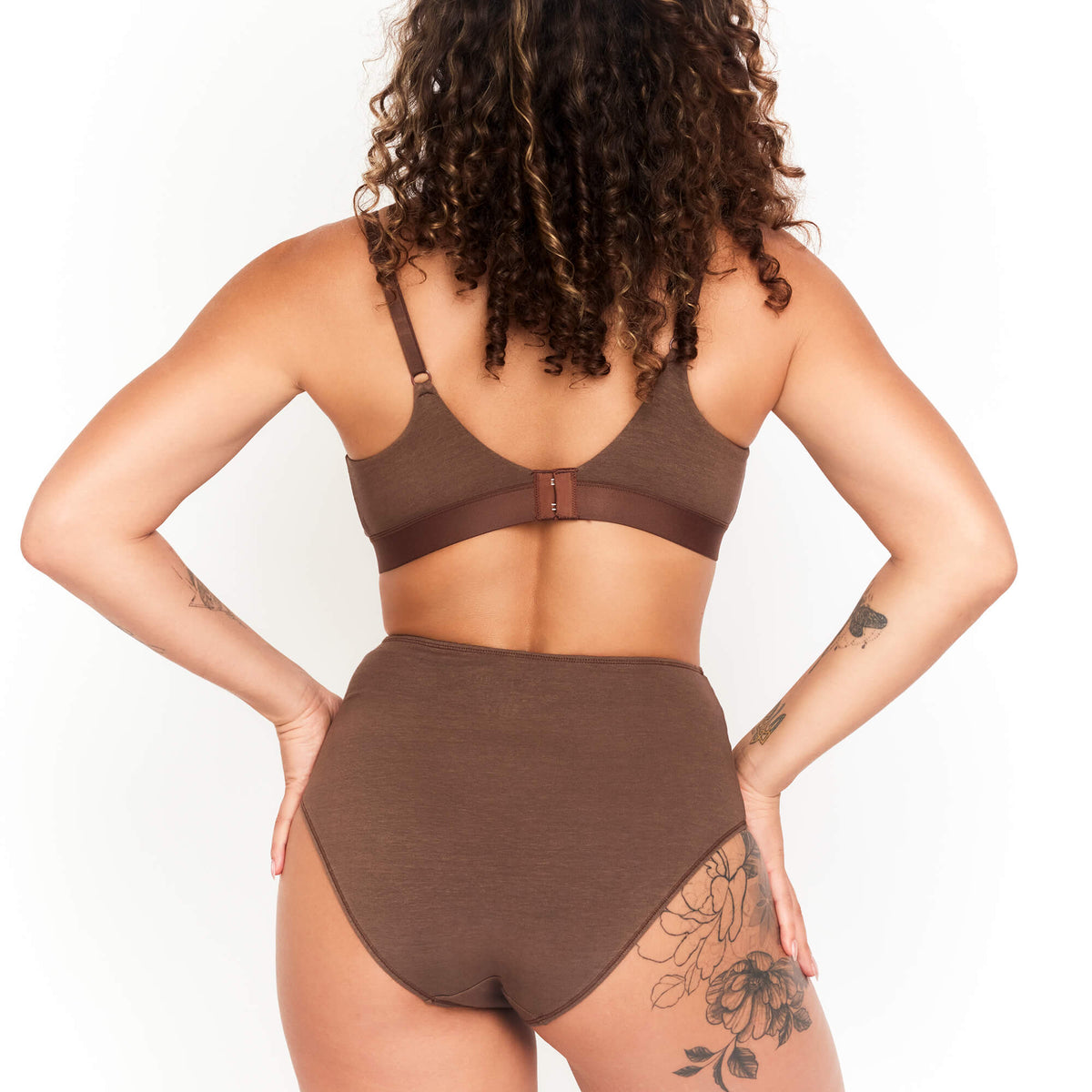 Hemp & Organic Cotton High-Rise Brief in Chocolate