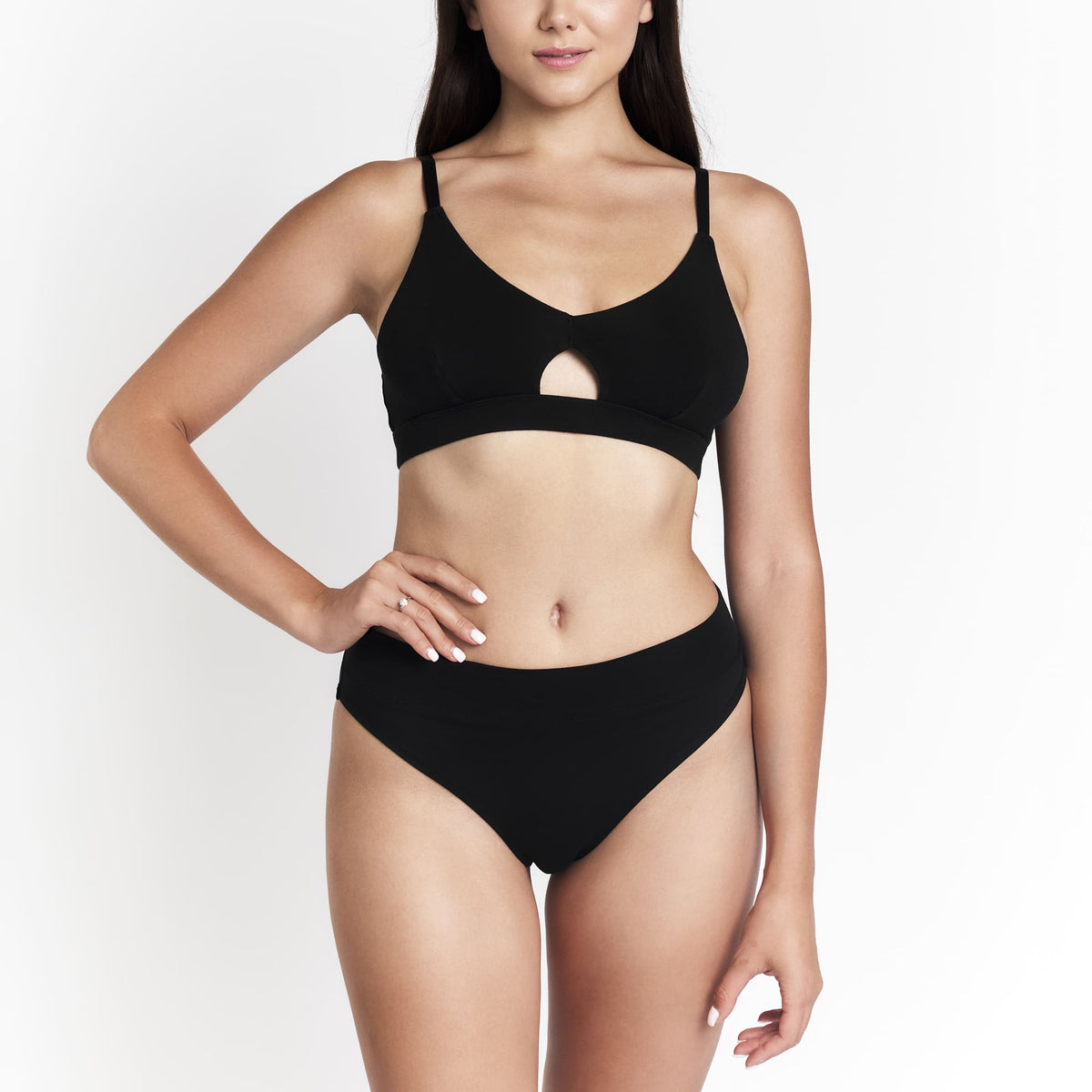 Organic Cotton & Hemp Keyhole Bra in Black, additional detail