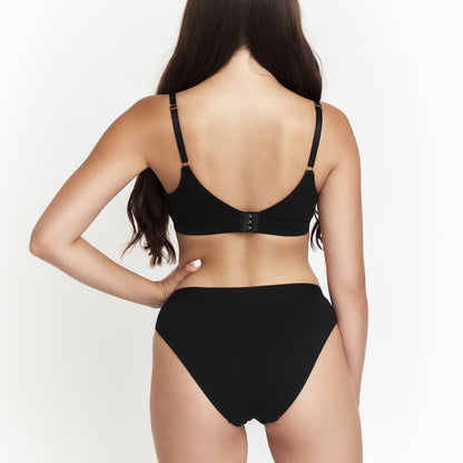 Organic Cotton & Hemp Keyhole Bra in Black