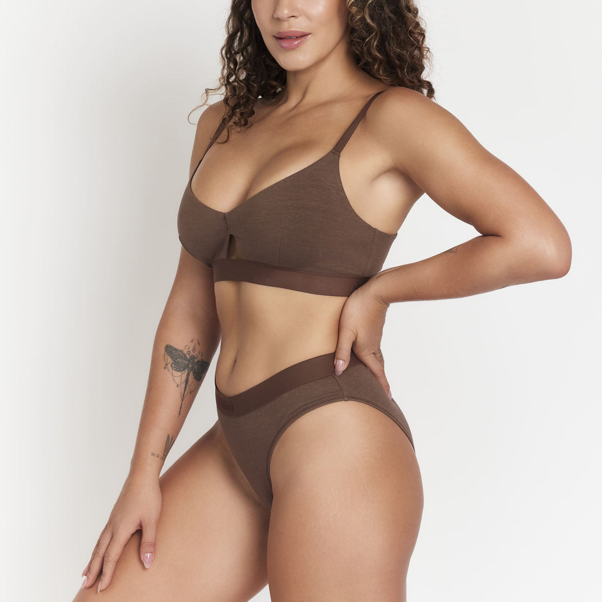 Organic Cotton & Hemp Keyhole Bra in Chocolate, alternate view