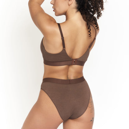 Organic Cotton & Hemp Keyhole Bra in Chocolate