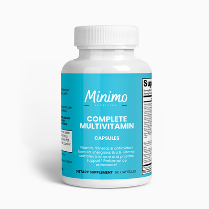 Minimo Nutrition Complete Multivitamin + Immunity Boost 60 count bottle, front view