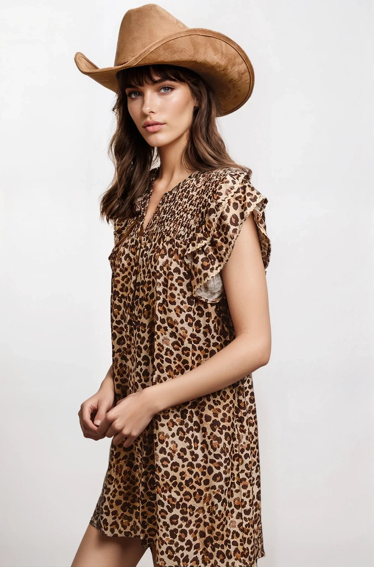 Desert Muse Leopard Ruffle Dress, product photo (2)