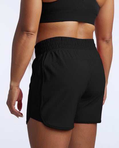 Indie Women's Sport Shorts in Black, back view