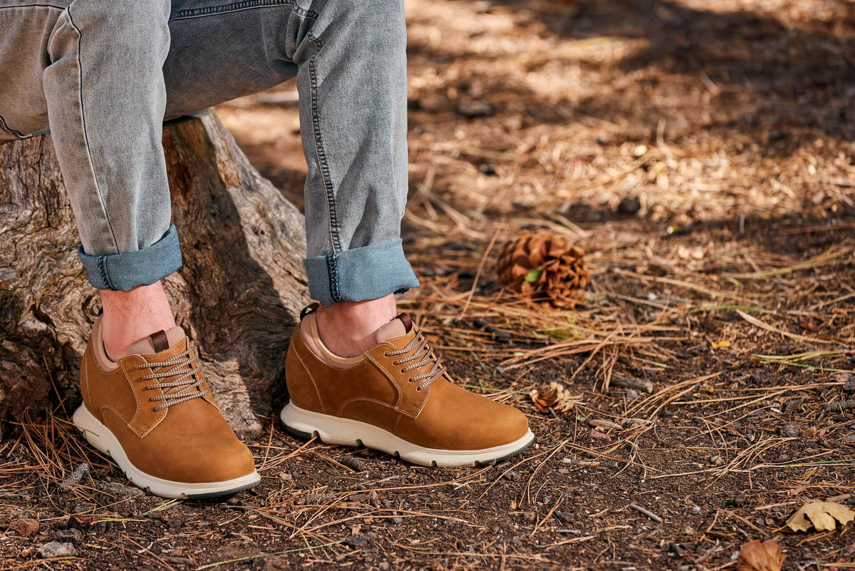 CALTO J1200 tan brown oxhide leather derby, second product photo