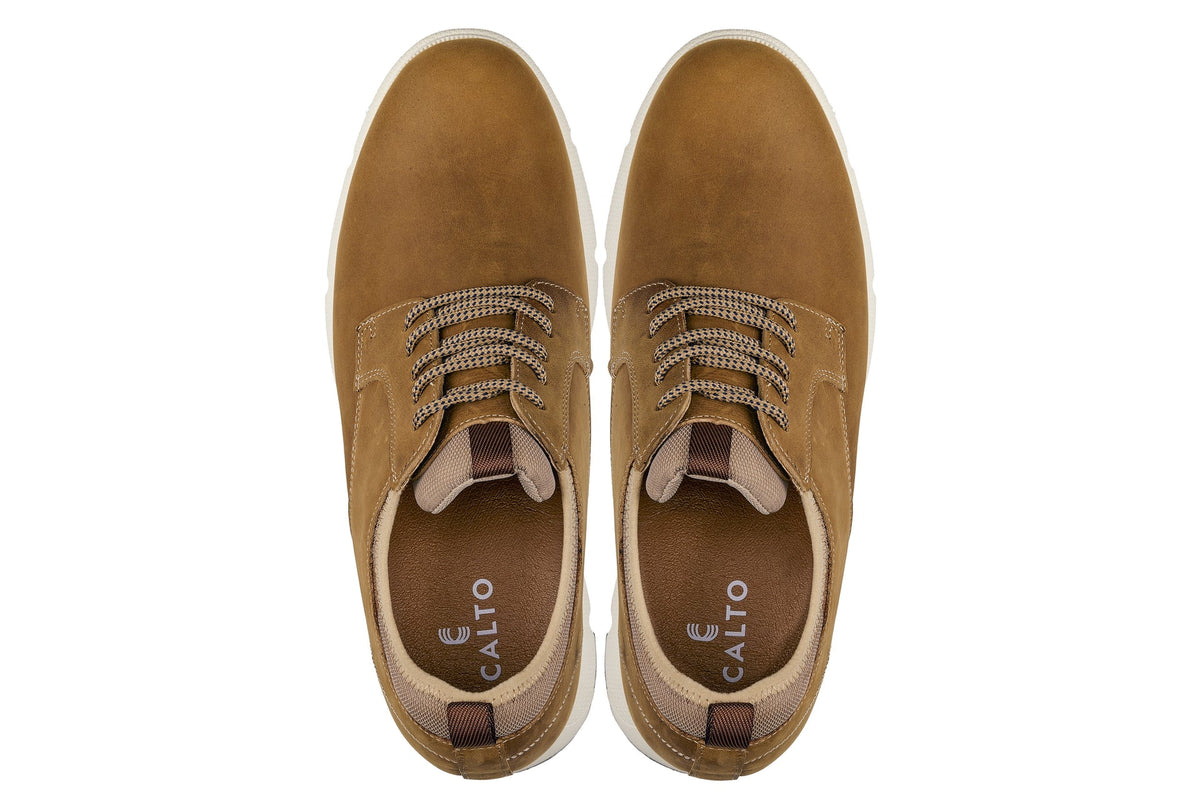 CALTO J1200 tan brown oxhide leather derby, further detail view