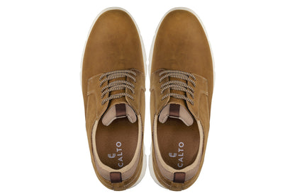 CALTO J1200 tan brown oxhide leather derby, further detail view
