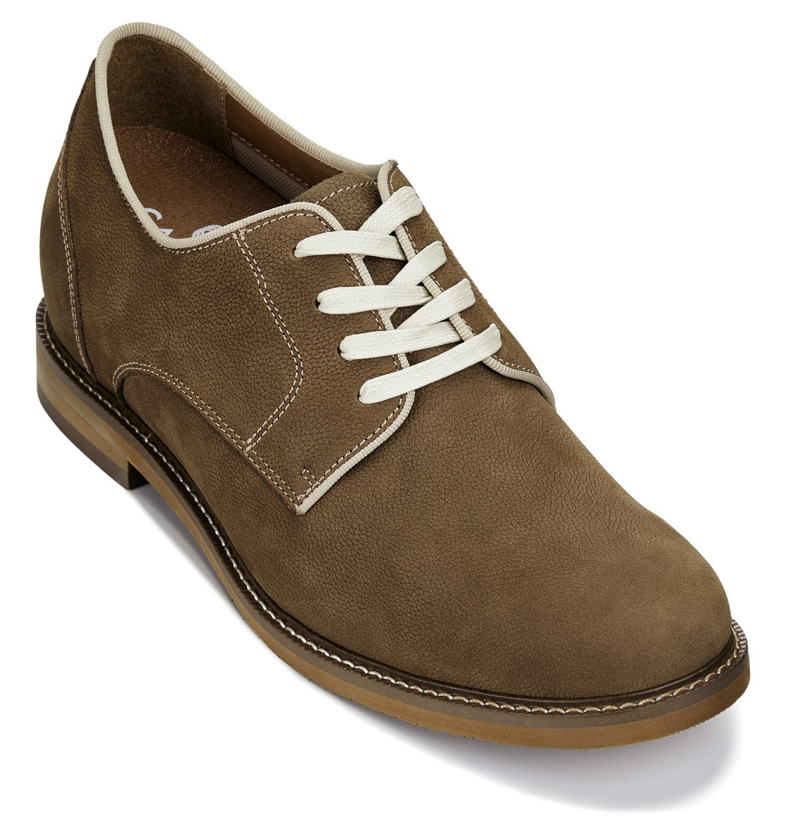 CALTO J1312 khaki brown plain-toe derby, product photo