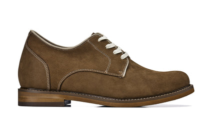 CALTO J1312 khaki brown plain-toe derby, alternate view