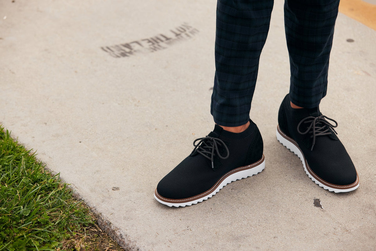 CALTO J1502 noir knit business casual shoe, second product photo