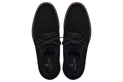 CALTO J1502 noir knit business casual shoe, further detail view