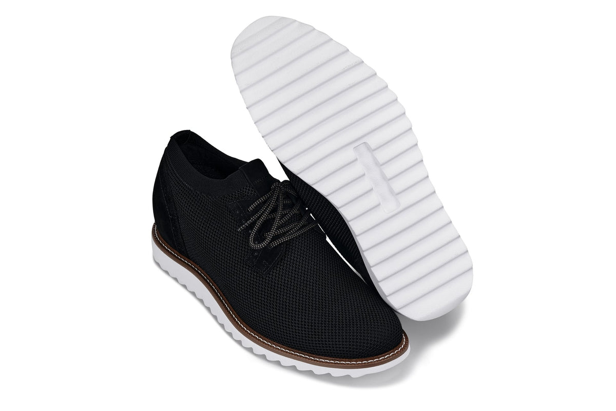 CALTO J1502 noir knit business casual shoe, another detail view