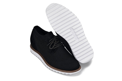 CALTO J1502 noir knit business casual shoe, another detail view