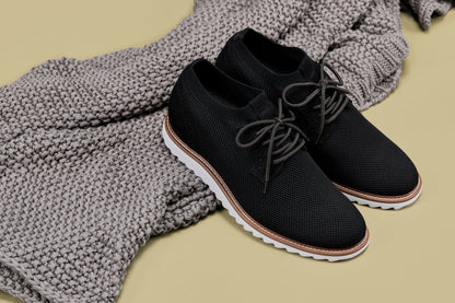 CALTO J1502 noir knit business casual shoe, main product photo