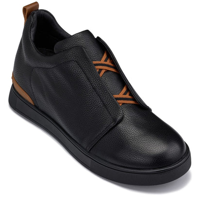 CALTO J1931 leather snoafer in black with black sole, product photo