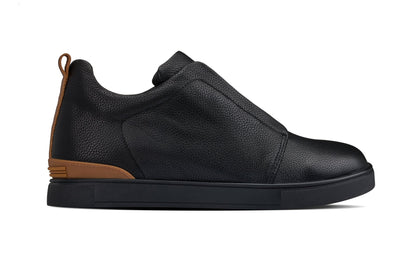 CALTO J1931 leather snoafer in black with black sole, alternate view