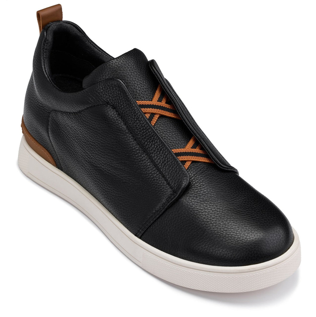 CALTO J1932 leather snoafer in black with white sole, product photo