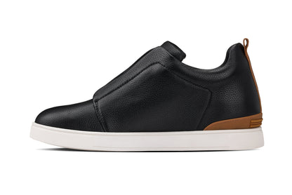 CALTO J1932 leather snoafer in black with white sole, additional detail