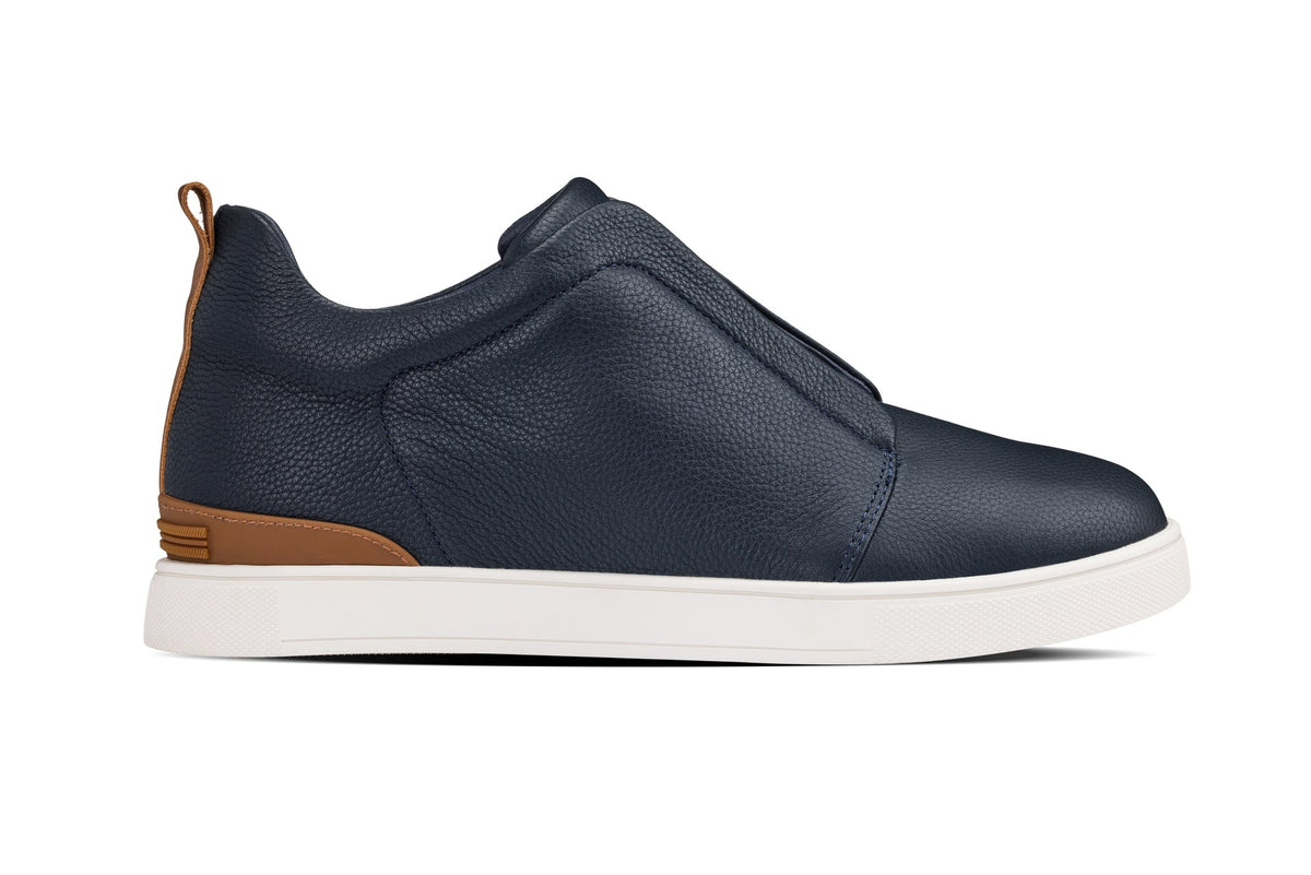 CALTO J1934 leather snoafer in navy, alternate view