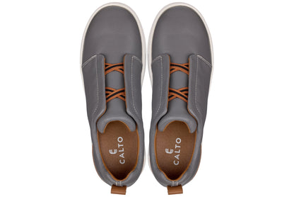 CALTO J1935 leather snoafer in grey, styled photo