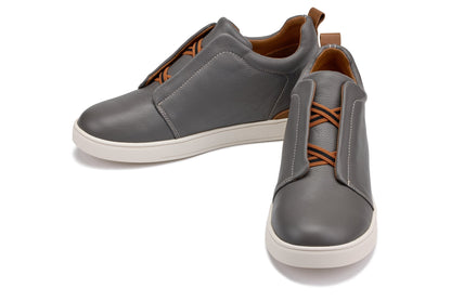 CALTO J1935 leather snoafer in grey, product photo, alternate angle
