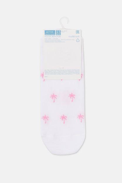 Conte Active 589 cotton ankle socks with palm tree pattern, alternate view (4)