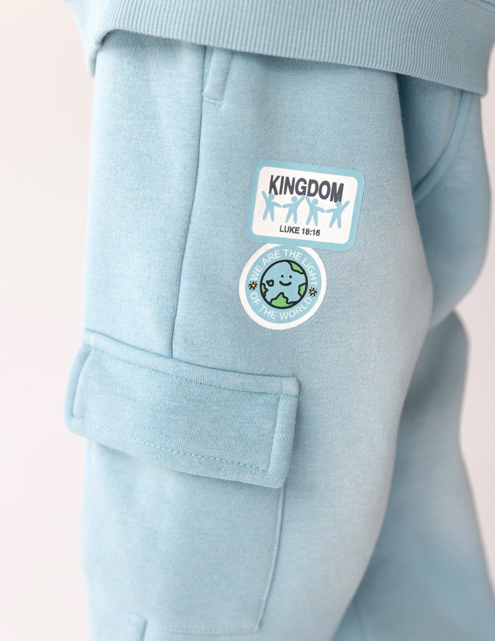 Kingdom Kids Cargo Sweatpants in Air Blue, additional detail
