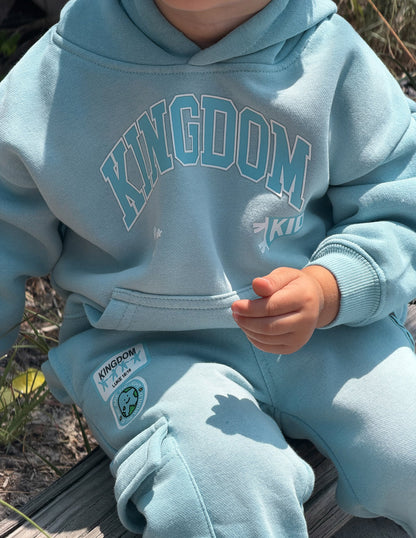 Kingdom Kids Hoodie in Air Blue, styled photo (2)