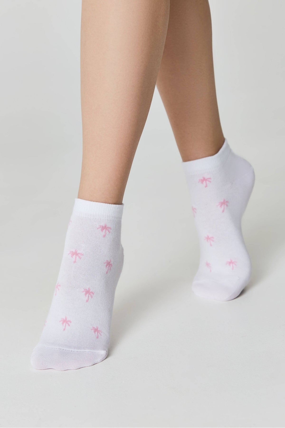 Conte Active 589 cotton ankle socks with palm tree pattern, product photo (3)