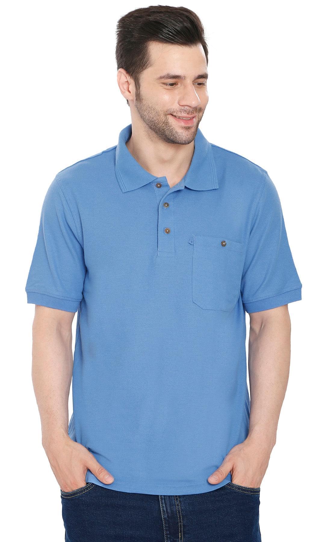 Turtle Bay men's short sleeve pique knit polo shirt in Blue