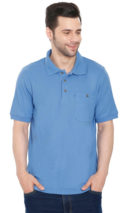 Turtle Bay men's short sleeve pique knit polo shirt in Blue