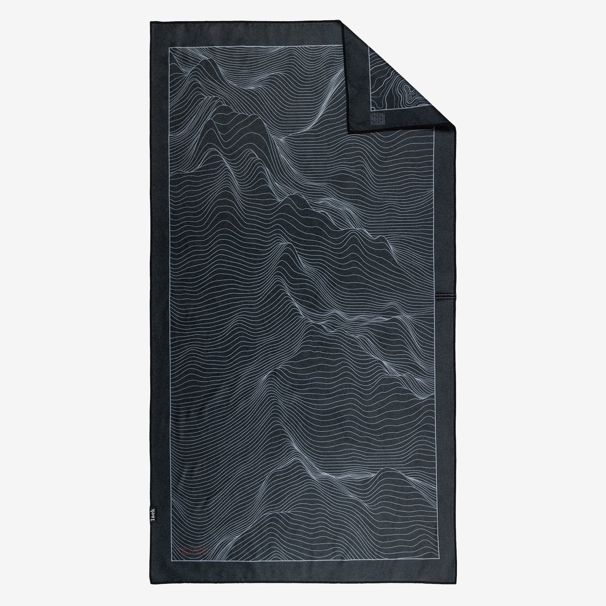 Laek Terrain Towel in the Topo Black topographic print, alternate view
