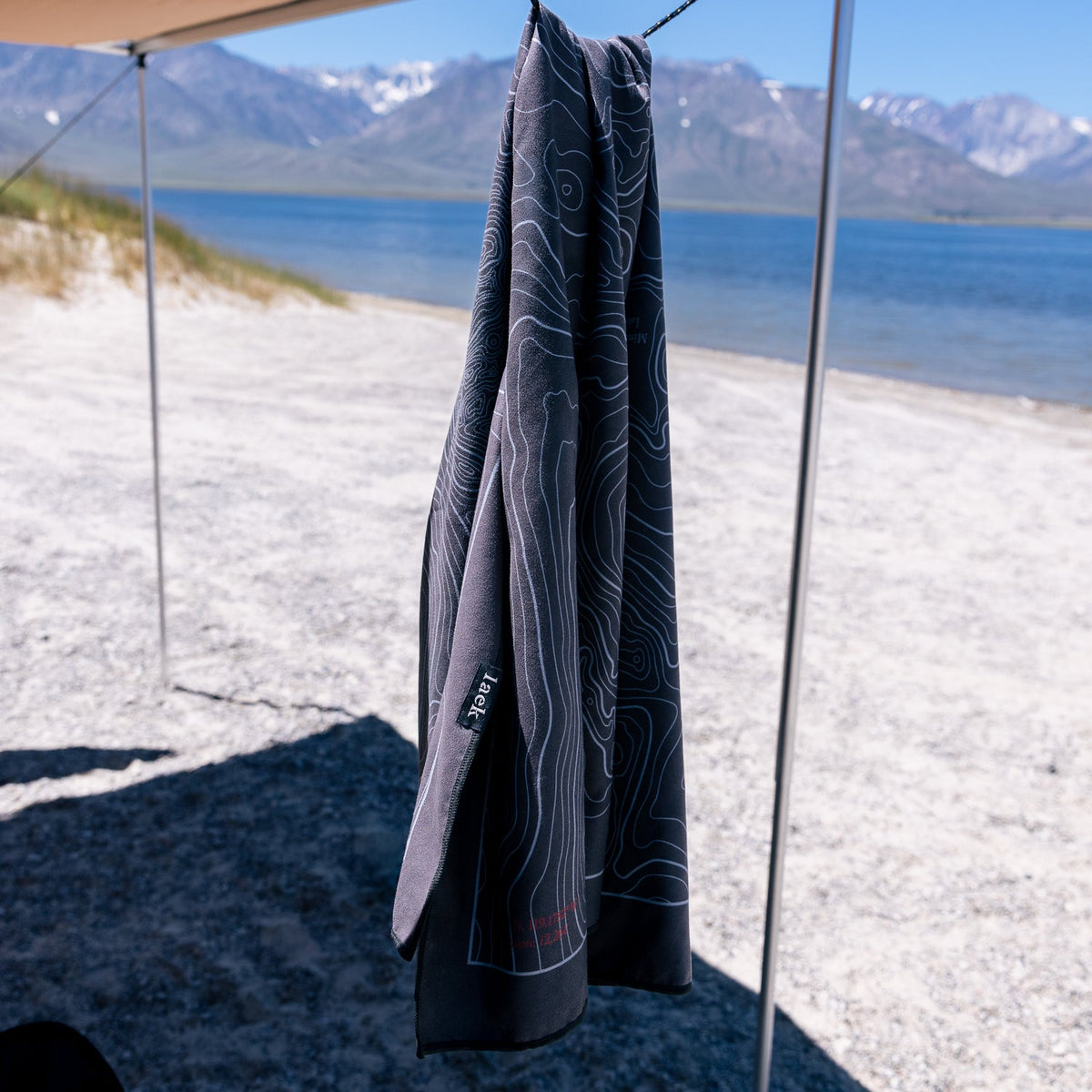 Laek Terrain Towel in Topo Black, lightweight packable towel, product photo
