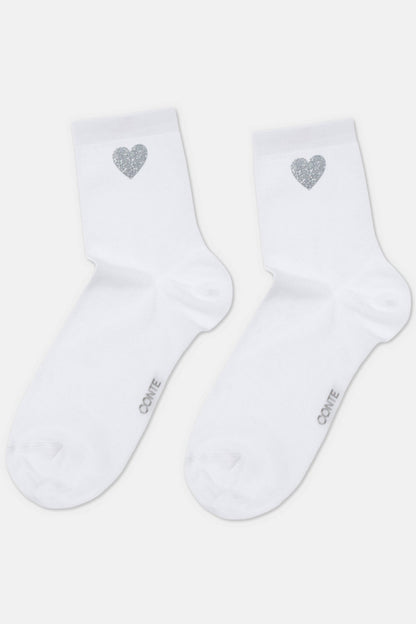 Conte Classic 427 cotton socks with shimmering heart pattern, product photo (2)