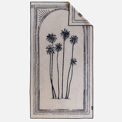 Laek Beach Towel in the palm print, oversized microfiber waffle beach towel
