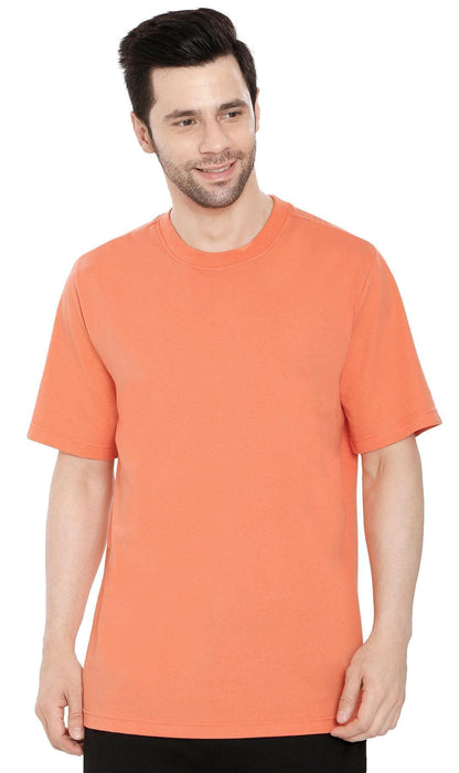 Turtle Bay men's heavyweight short sleeve crew neck t-shirt in Melon, alternate view