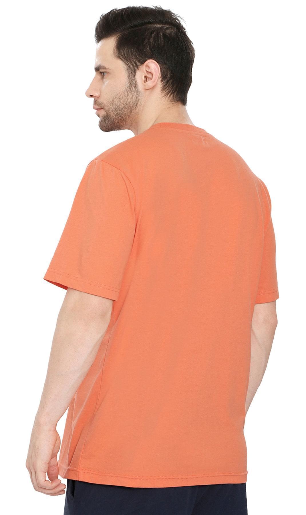 Turtle Bay men's heavyweight crew neck pocket t-shirt in Melon