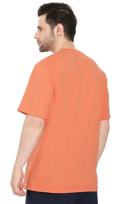 Turtle Bay men's heavyweight crew neck pocket t-shirt in Melon