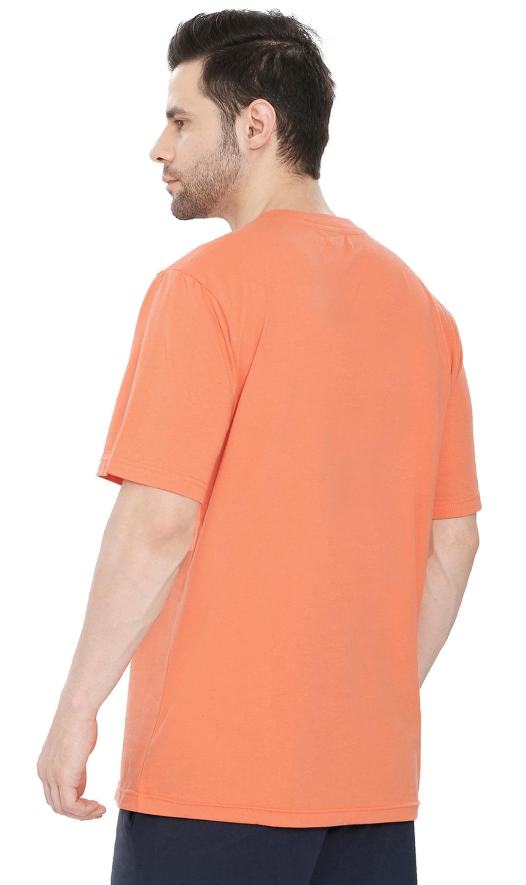 Turtle Bay men's heavyweight v-neck pocket t-shirt in Melon, alternate view