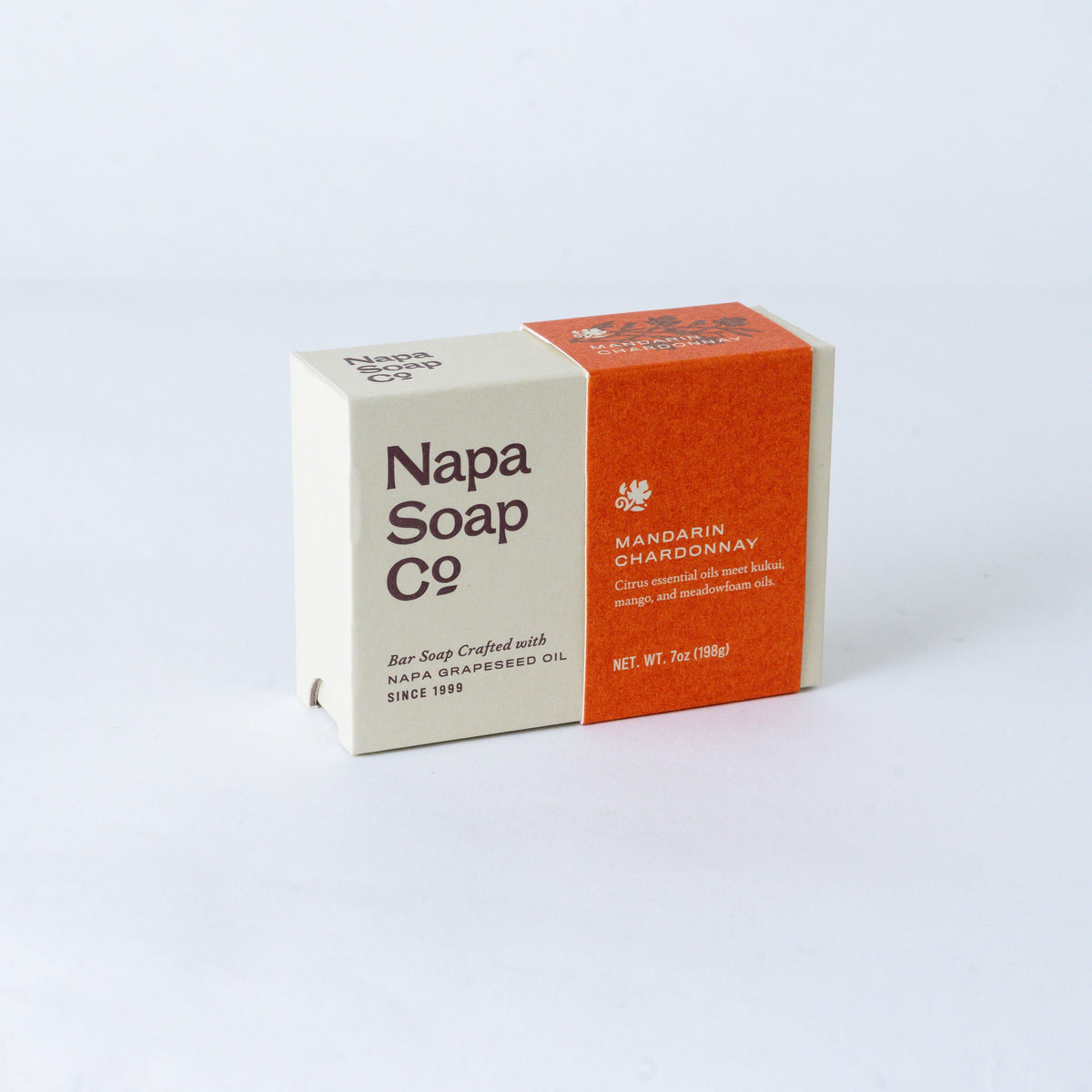 Mandarin Chardonnay Bar Soap packaging by Napa Soap Company, on a white background