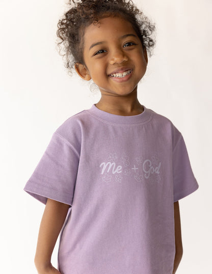 Me Plus God Kids Tee in Quiet Violet